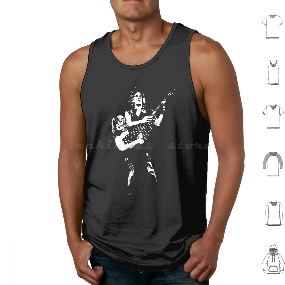 Randy And Oz-The White Stencil Tank Tops Print Cotton Randy Rhodes Crazy Train Guitar Guitarist Metal Hard Band