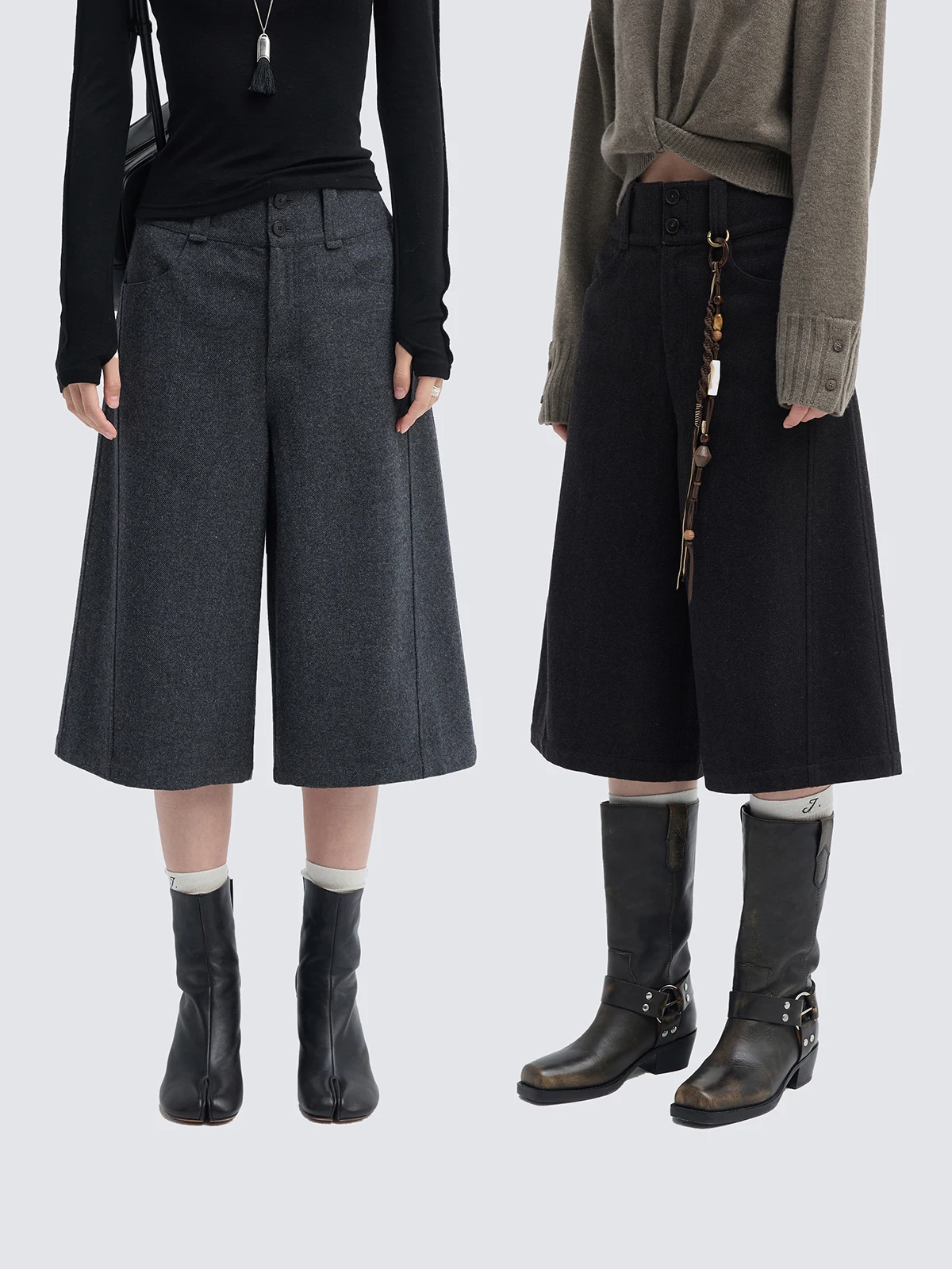 

Шерстяные брюки JUSLIN в стиле ретро, широкие, с завышенной талией, микро-клеш, длиной 7/8, с двумя пуговицами на манжетах, повседневные, для осени