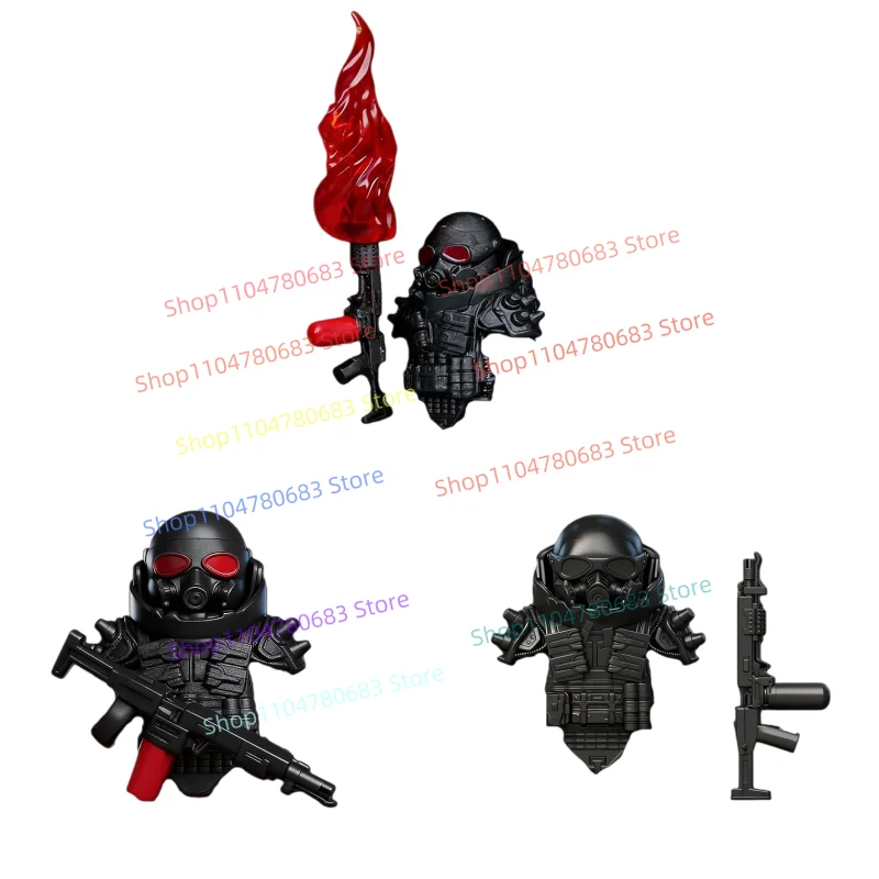 MOC Building Block Flame Breathing Warrior Mini Figure Assembly Model Display Anime Game Toy Decoration Holiday Gift Collectible