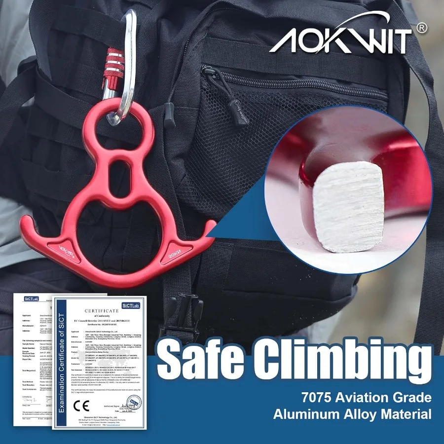 50KN Rescue Figure 8 Descender مع تصميم BentEar كبير للتثبيت عالي الأداء والراب في تسلق الصخور والتركيب #5