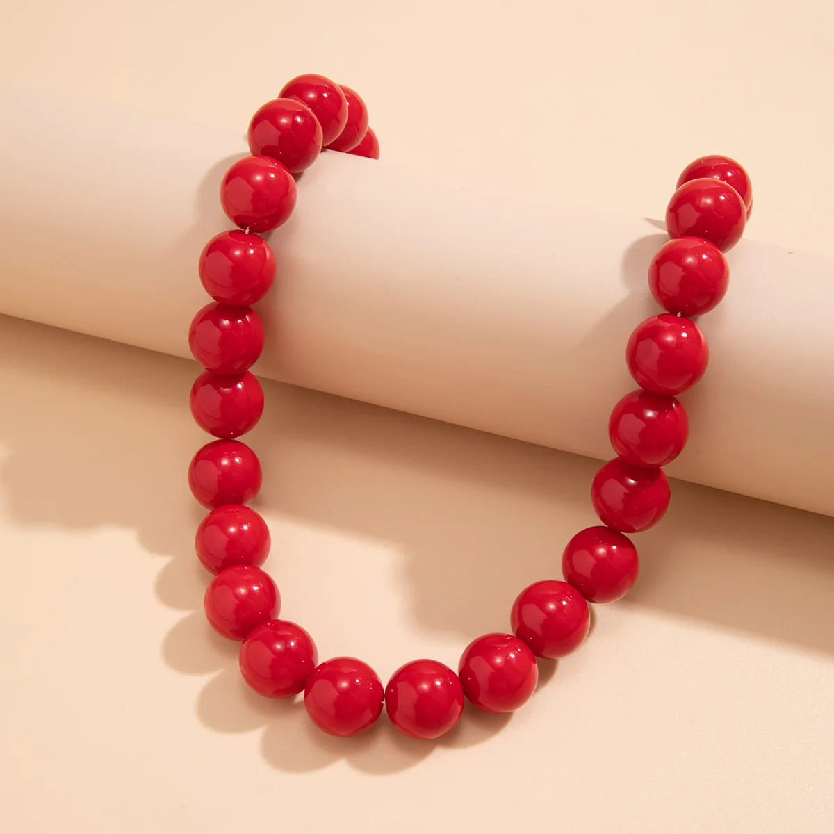 Exaggerated Colored Acrylic Bead Necklace 2024 Simple Geometric Round Bead Collar Collarbone Chain Fashion Jewelry