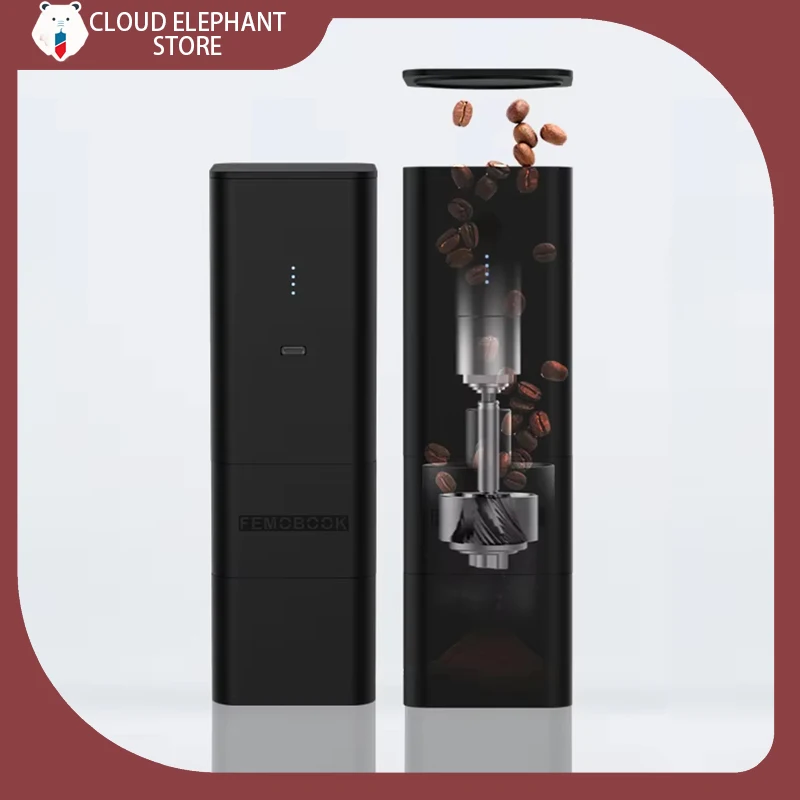 IN STOCK FEMOBOOK A2 USB Electric Grinder Portable Rechargeable Grinders 7core Burr Magnetic Attraction Design 4000mah Battery