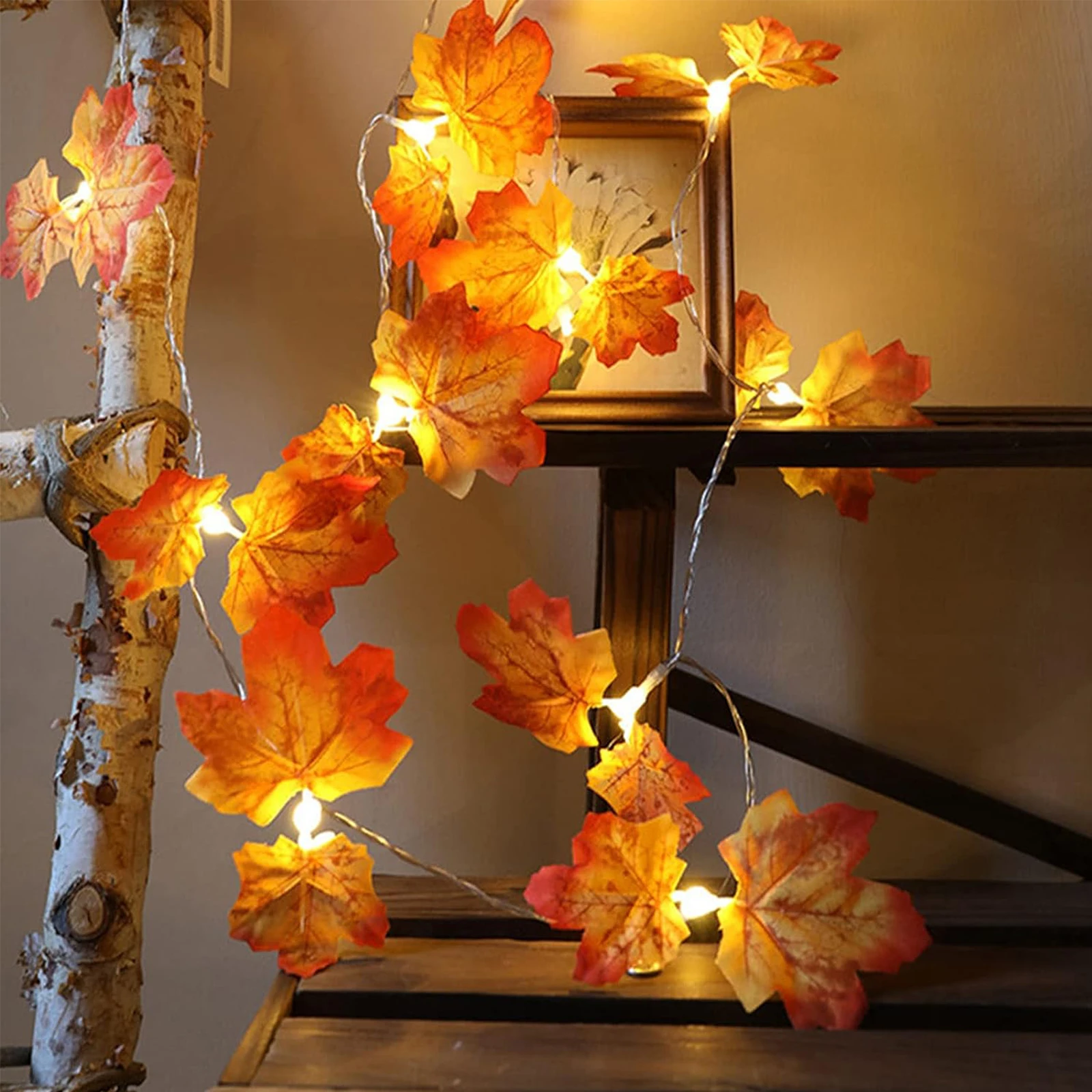 

Artificial Maple Leaf Leaves LED String Lights, Garland Lantern, Home Party, Halloween, New Year Decorations