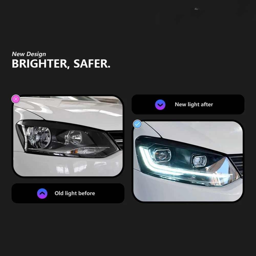 AKD Car Lights for Polo LED Headlight Projector Lens 2011-2017 Vento Head Lamp DRL Hid Head Lamp Bi Xenon Beam Accessories