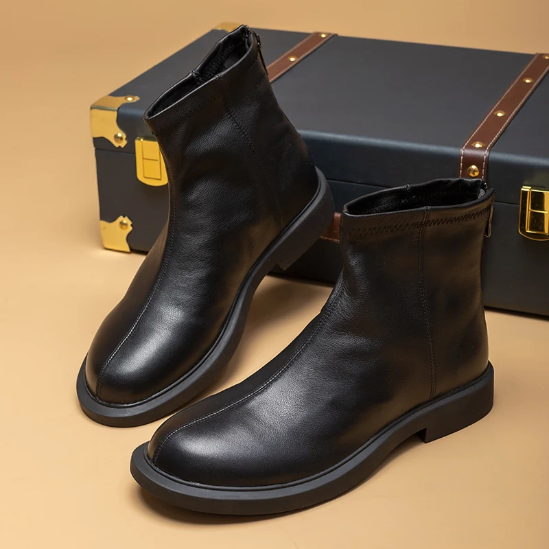 

Winter velvet warm boots men's leather soft soled casual boots 210960