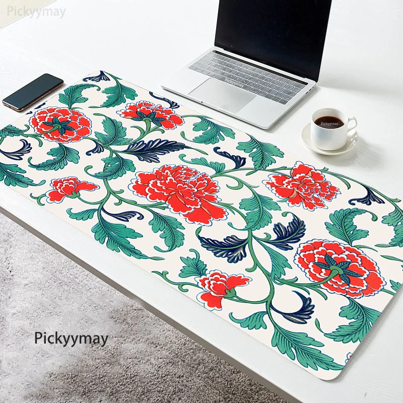 

Flower Pattern Mousepad XXL Mausepad Art Rubber Pc Gaming Office Accessories Art Mouse Pad Rubber Carpet Desk Mat Chinese Style