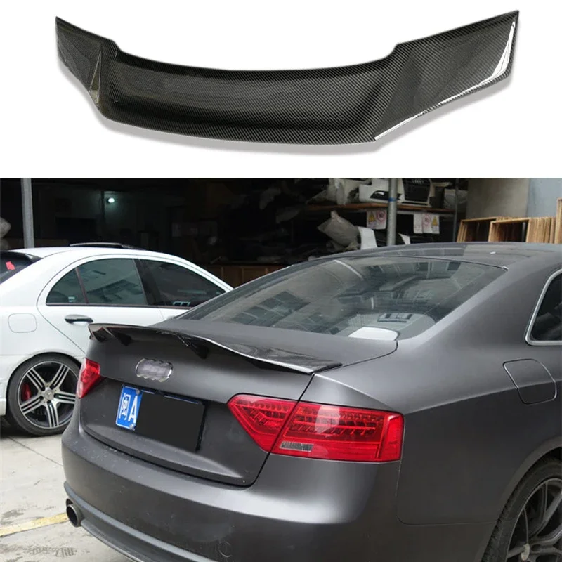 R Style Carbon Fiber Rear Trunk Spoiler Wing Fit for Audi A5 4Doors 2Doors Sedan 2010 - 2015