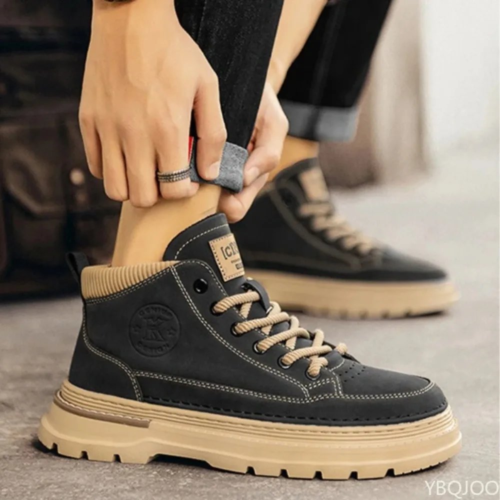 أحذية رجالية جديدة لربيع وخريف قابلة للتنفس كاجوال كلاسيكية باللون الأسود عالية الجودة ومضادة للانزلاق ومقاومة للاهتراء وبسيطة ومريحة للرجال