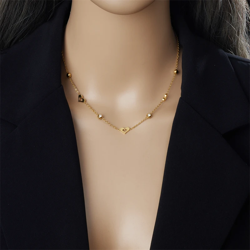 DIEYURO 316L Stainless Steel White Shell Heart-shaped Bracelet Necklace Women Delicate Fashion Simplicity Pendant Jewelry Suit
