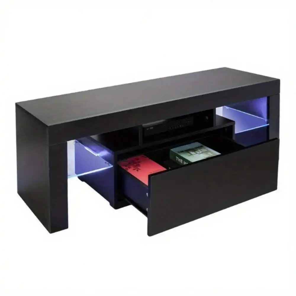 

TV Stand Cabinet Media Console Entertainment Center w/ Drawer Led Light Shelves