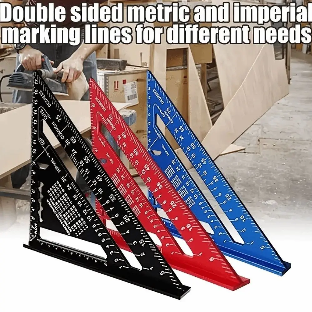 Metric Imperial Aluminium Alloy Triangle Ruler 7 Inch High Precision Measurement Tool Thin Style 90 Degree Speed Square Roofing