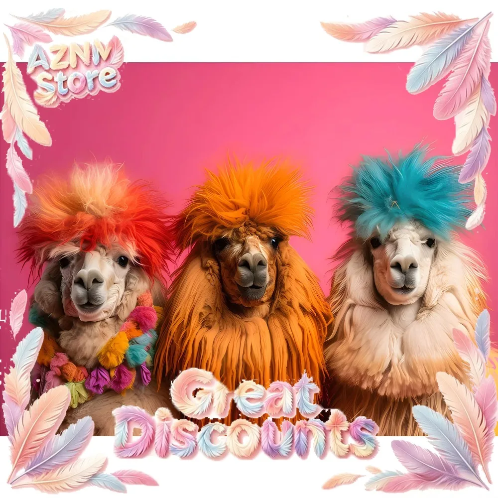Alpaca Llamas Group Painting Canvas Print Cute Fashion Animal Wall Art Poster Modern Picture Living Room Home Decoration 2026