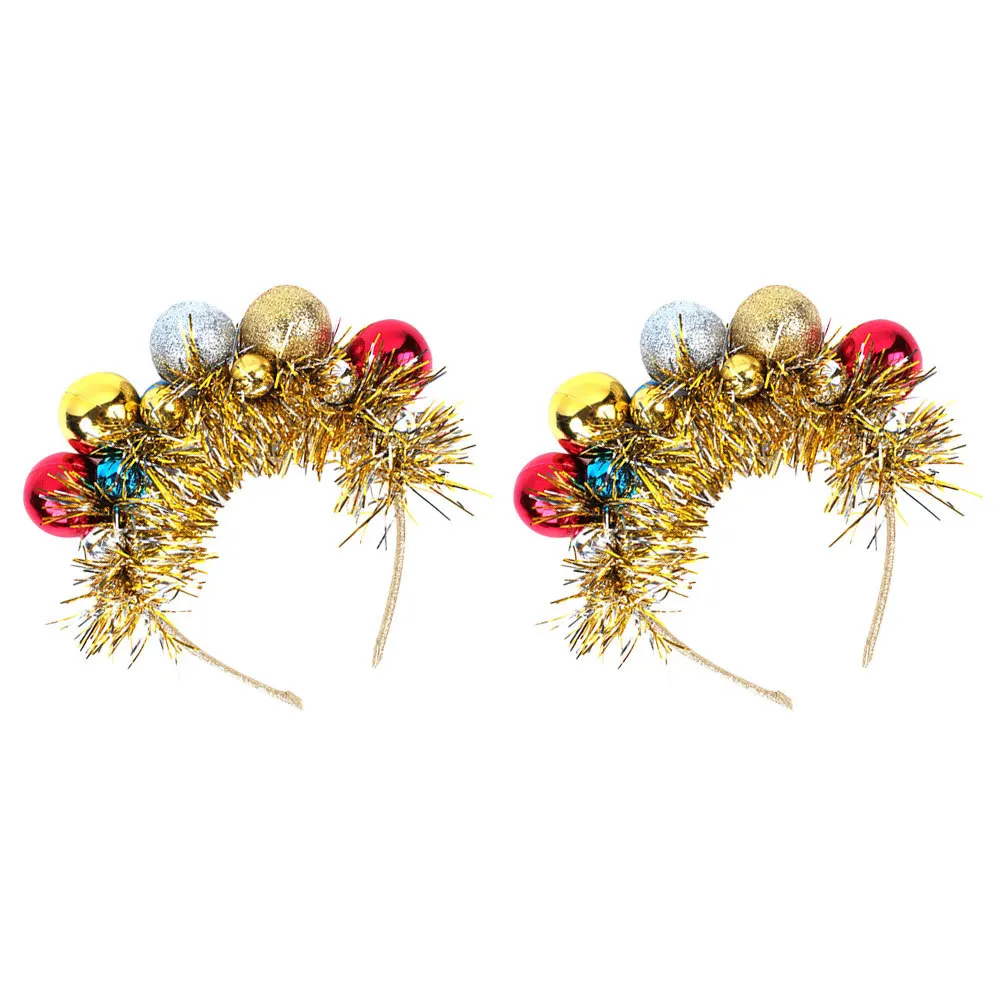

2pcs Christmas Colored Ball Hairband Adorable Xmas Party Headwear Holiday Decorative Accessories Christmas Head Hoops