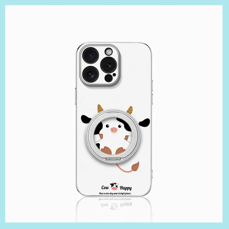 

Cute 12 Chinese Zodiac Animal Phone Case With Magnetic Ring Stand For IPhone17161514 13Pro Max Clear Shockproof Protective Cover
