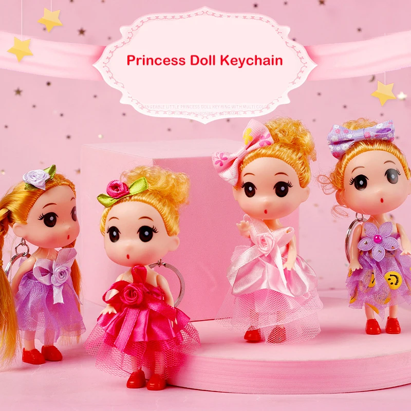 Creative Cartoon Cute Girl Princess Doll Toy Keychain Pendant Children's Play House Toys Mini Princess Doll Girls Birthday Gifts