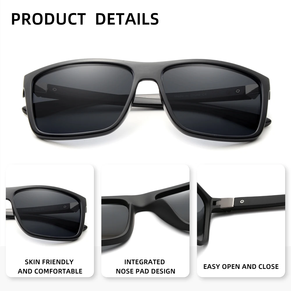 نظارات صيفية كلاسيكية عصرية من RBsunny للرجال والنساء مستقطبة UV400 مضادة للوهج للسفر والقيادة بإطار مربع خارجي