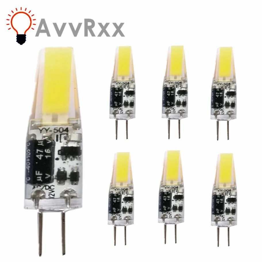 AvvRxx-lámpara LED COB G4, Bombilla de 6W, CA, CC, 12V, 220V, luz de vela, foco blanco frío/cálido, lámpara de araña, reemplazo de lámparas