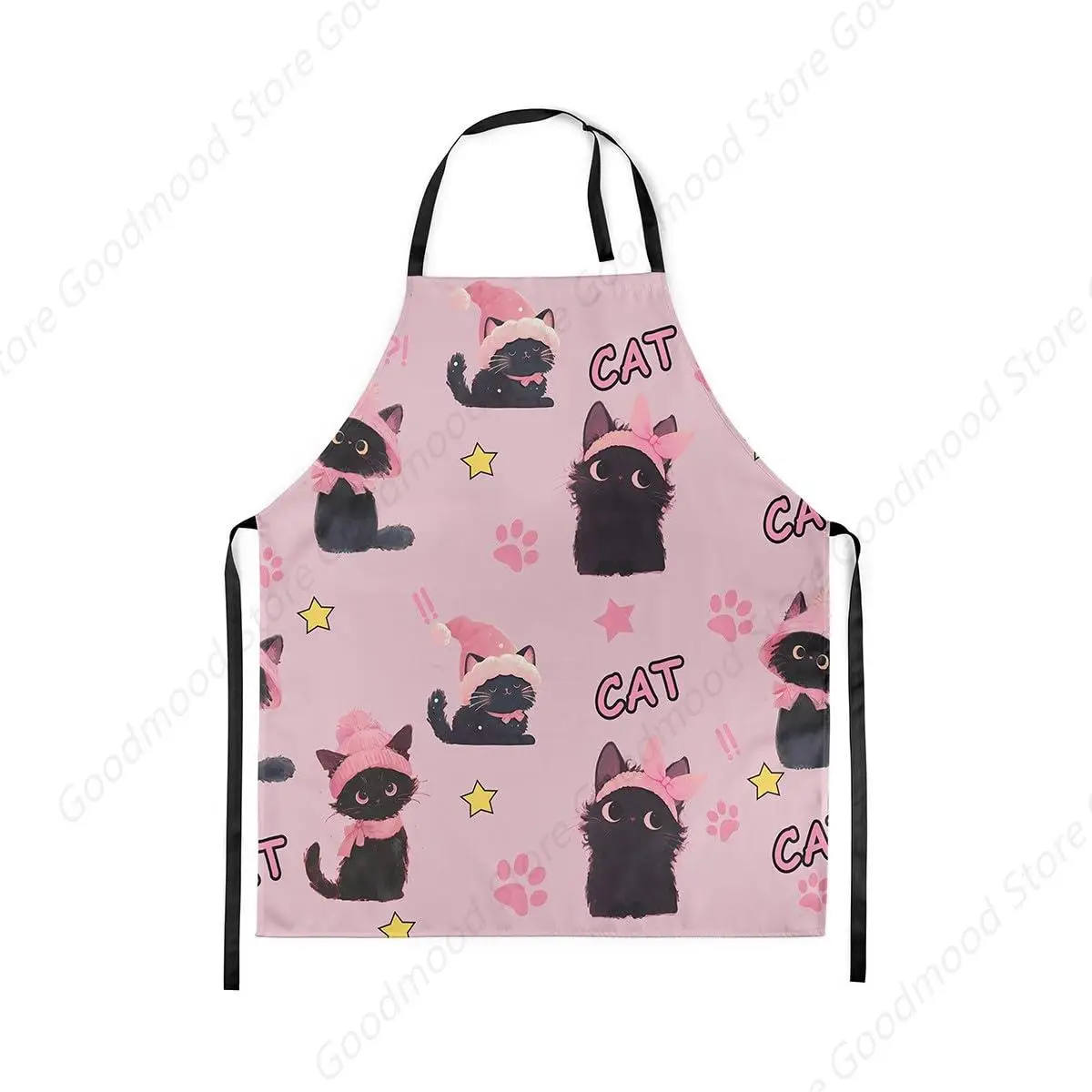

Cute Cat Bow Kitchen Apron Cartoon Cats Animal Apron Pink Paw Prints Adjustable Apron for Women,Cooking,Baking