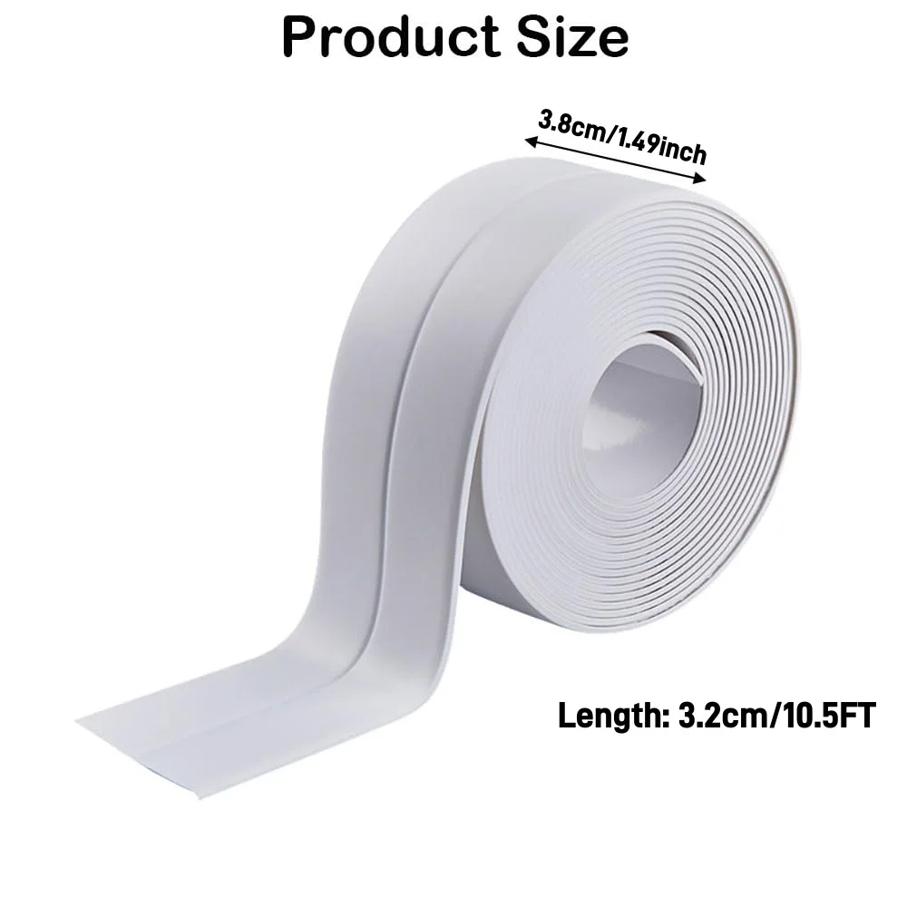 PVC anti slip tape, self-adhesive waterproof and anti mold tape, suitable for kitchen, bathroom, toilet seat, countertop edges
