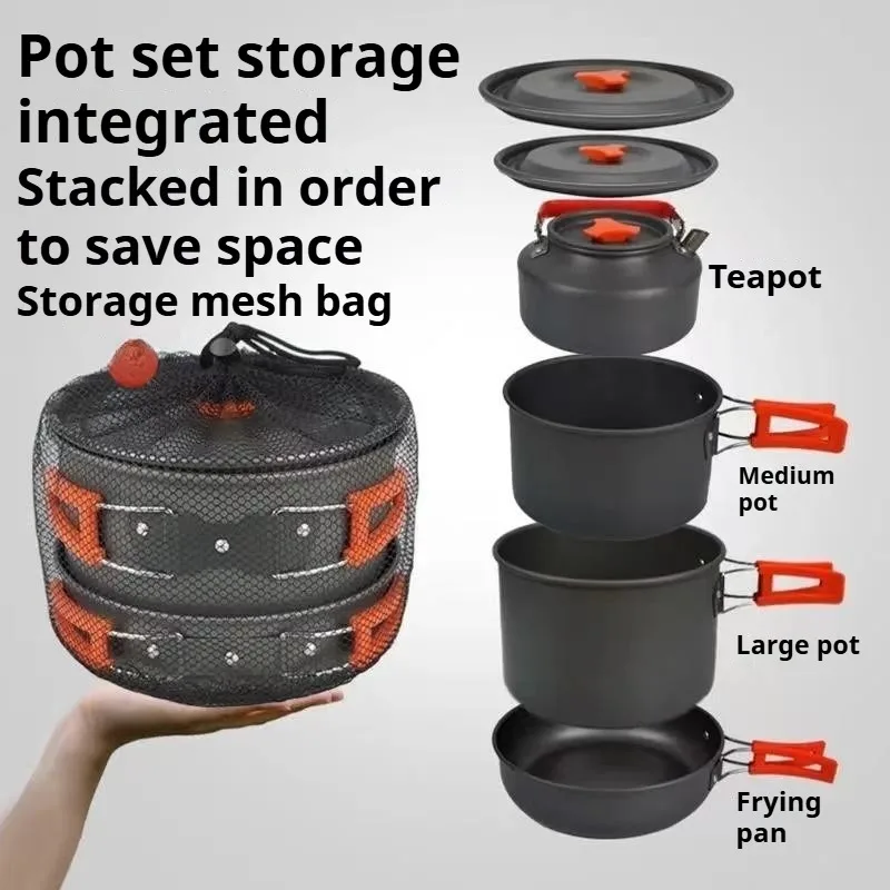 Portable Large Capacity Pot Convenient Heat-resistant Easy Clean Handle Pot Multifunctional Outdoor Camp Cooking Supplies