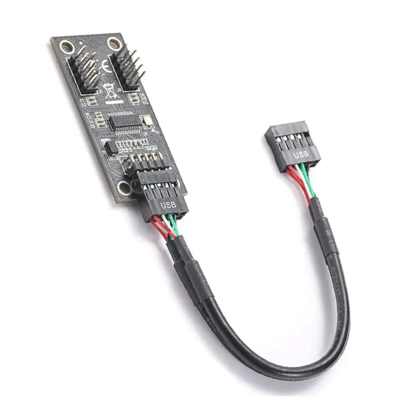 2X USB Hub USB Splitter USB2.0 9Pin To Dual 9Pin Hub Adapter Riser Motherboard USB 9Pin Connector 1 To 2 Extension Cable