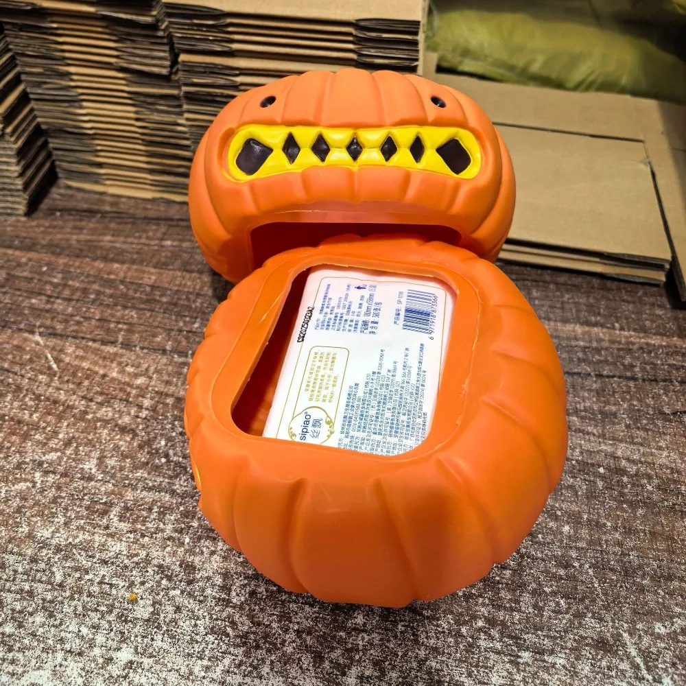 Halloween Pumpkinn Tissue Box Model Toy Gnash Pumpkin Paper Storage Box Collectible Cartoon Pumpkin Ornament Decoration