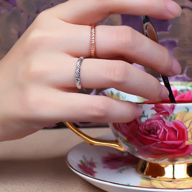 18k Pure Gold Ring Rose White Unisex Men Women Lover Wedding Engagement Fine Jewelry Girl Miss Gift 2023  Hot Sale drop shipping