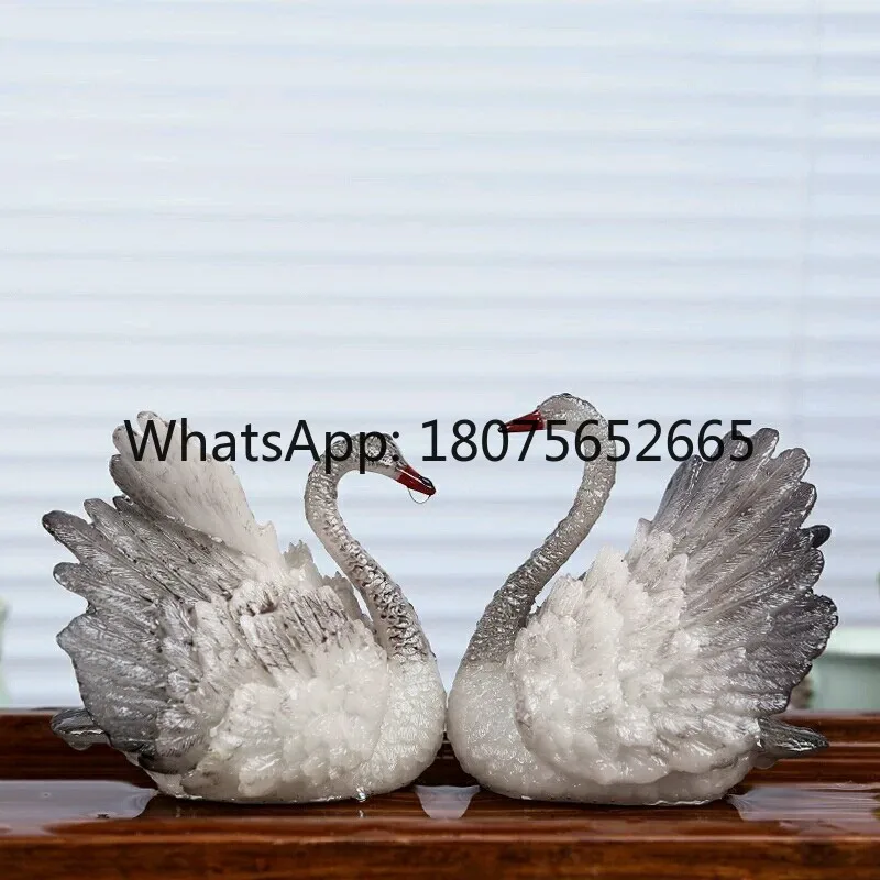 Listed angel male and female swan classy high-grade resin color-changing tea pet