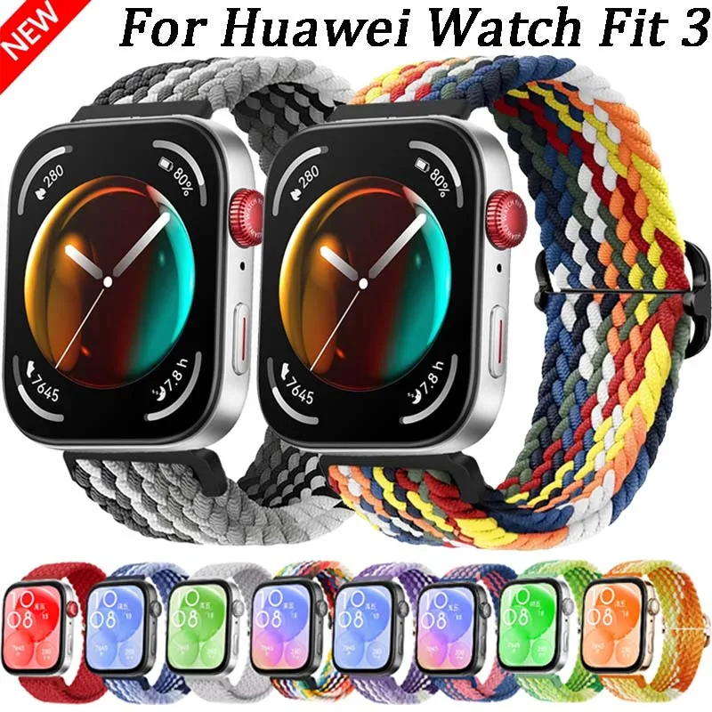 Nylon Loop Strap For Huawei Watch Fit 3 Elasticity Braided Bracelet Wristband For Huawei Watch Fit 3 Adjustable Band Accessories