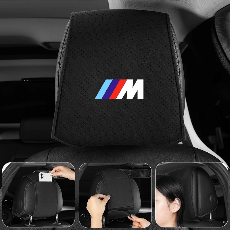 Car Seat Headrest Pillow Styling Storage Cover Suede seat Pillow Pad For BMW Performance F07 F34 F10 F39 F30 F25 F26 F15 F16