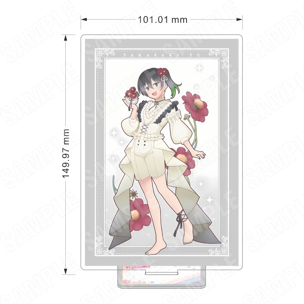 Lanzhu Love Live Nijigasaki Acrylic 15CM Stand Keychain Shizuku Kanata Mia Floral Dress Desk Decor Collectible Gift for Fans