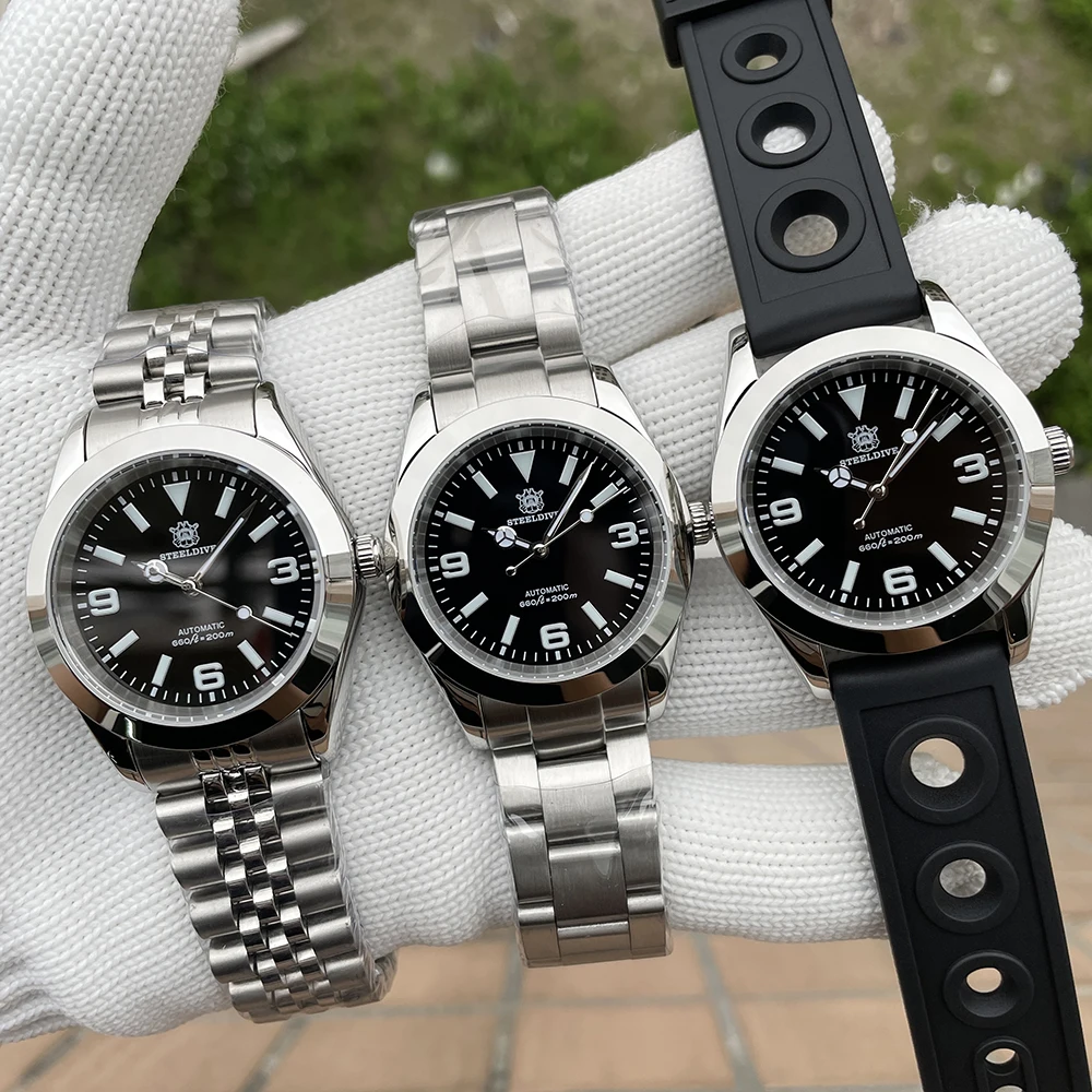 SD1934T STEELDIVE New Arriva 39mm prosta konstrukcja 300M wodoodporny BGW9 niebieski świecący NH35 automatyczny męski zegarek nurkowy Reloj