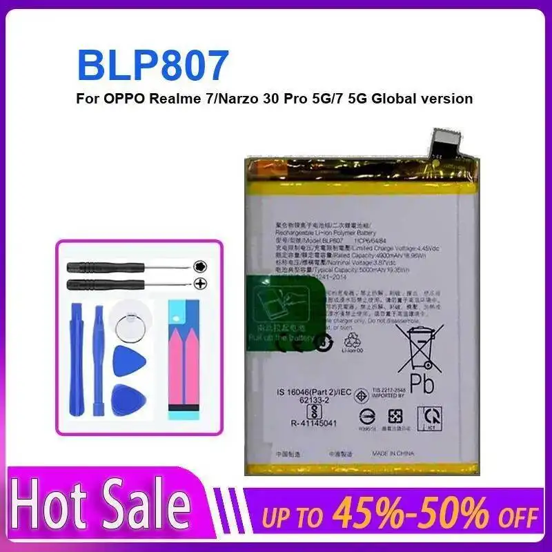 5000Mah ل ممن لهم Realme 7 نارزو 30 برو 5G النسخة العالمية قابلة للاستبدال عالية الأداء بطارية الهاتف المحمول BLP807 #2