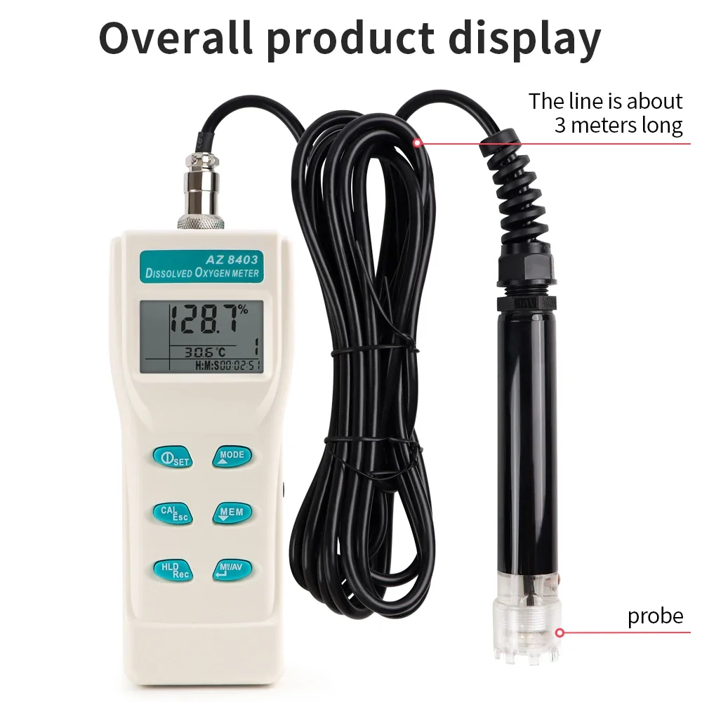 

AZ8403 Portable Digital Fish Pond Water Quality Tester Meter Dissolved Oxygen Analyzer DO Meter With MemoryCommon dissolved oxy