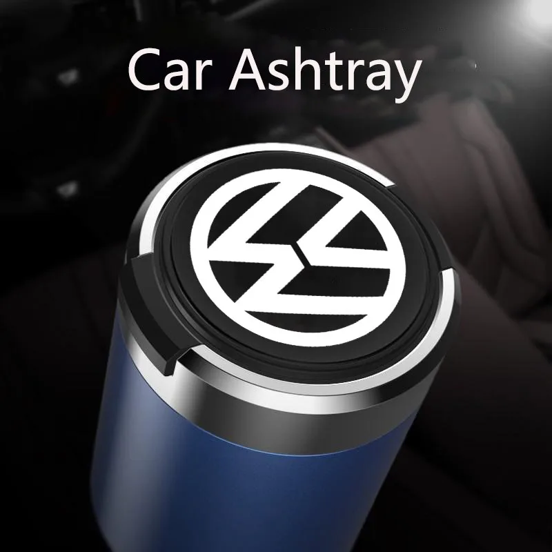 Car ashtray with blue LED light is suitable for Volkswagen RLine GTI Golf Polo GTD Passat Tiguan MK5 TSI Jetta Scirocco Touareg