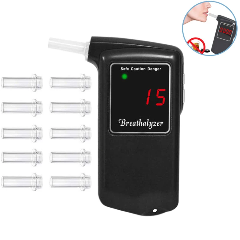 

High Accuracy Digital Breath Alcohol Tester Breathalyzer Analyzer Detector Test Device Professional Driver Police Alcoholmeter