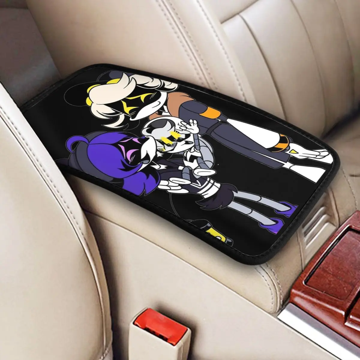 Center Console Cover Pad Murder Drones Uzi Doorman Car Armrest Cover Mat Horror and Comedy Four Seasons Auto Interior