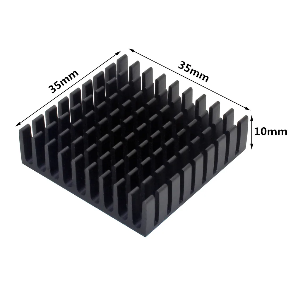 Disipador de calor de aluminio, refrigeración para Chip IC electrónico RAM con cinta conductora térmica, color negro, 35x35x10mm, 10 piezas