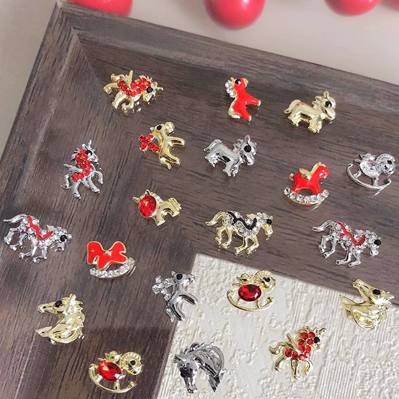 

10PCS 3D Luxury Alloy Steed Nail Rocking Horse Unicorn Charms Accessories For Manicure Decor Nails Decoration Supplies Material