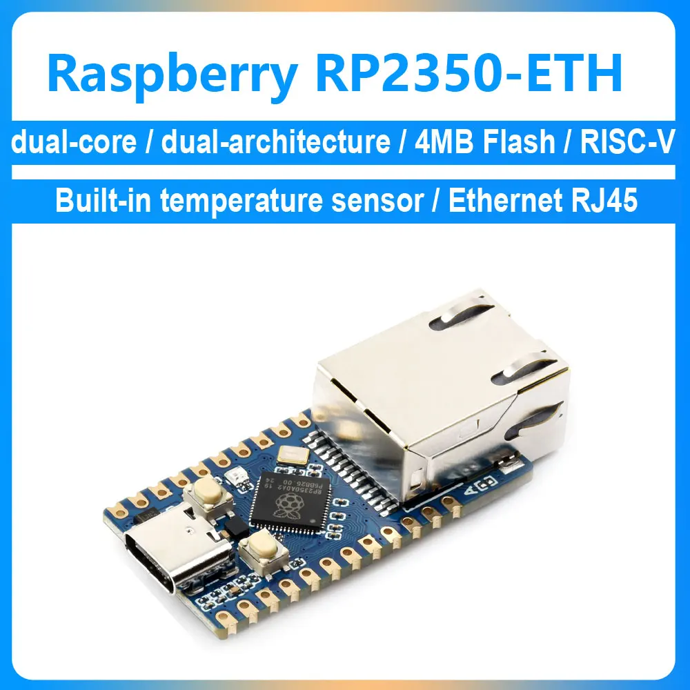 Raspberry Pi Pico 2 RP2350 ETH RP2350A chip CH9120 TCP/UDP Ethernet Network Built-in temperature sensor 4MB Flash/520KB SRAM