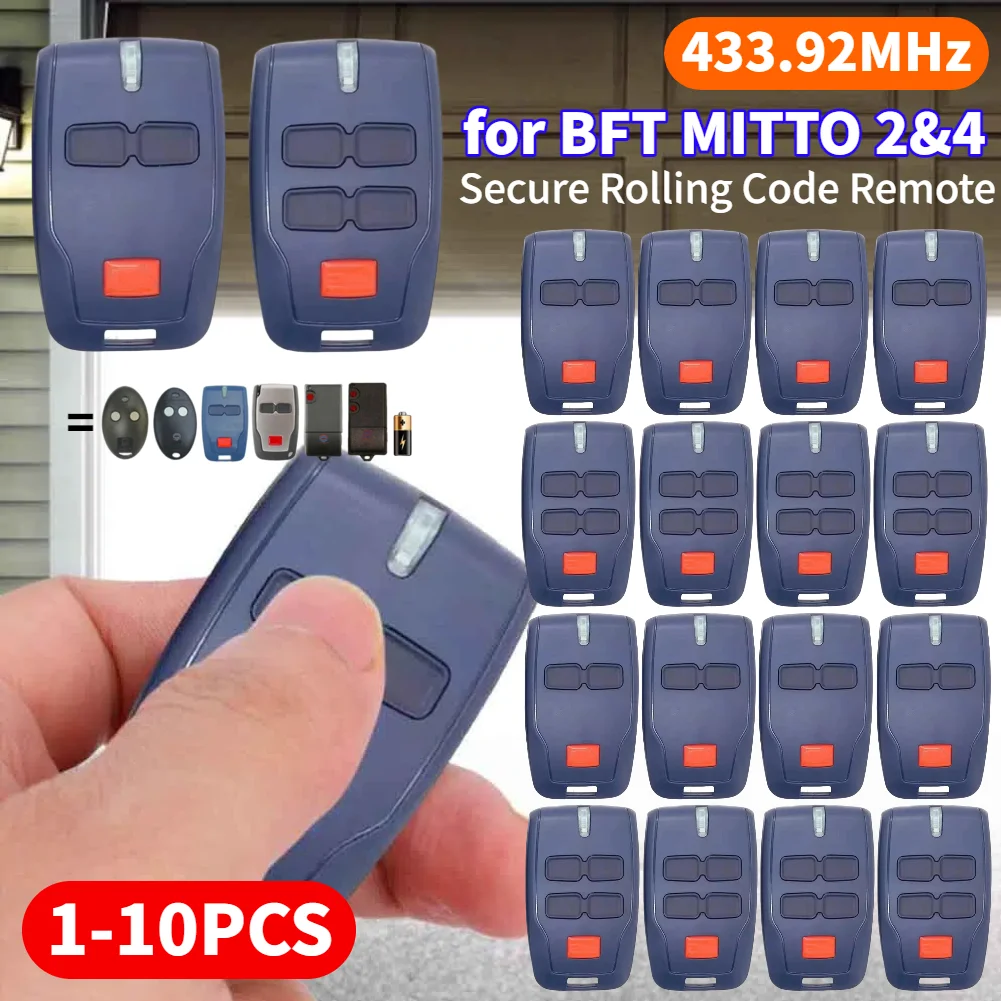 

1-10Pcs BFT Control Remote 433.92MHz Secure Rolling Code Remote Gate Remote Control Garage Door Opener For Mitto2 RCB 2 4 MITTO4