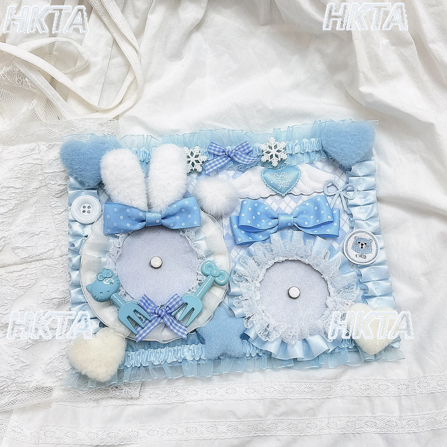 Japanese 2026 Autumn New Sweet Lolita Pain Bag Decoration Ladies Kawaii Cute Lace Polka Dot Bow Cosplay Bag Accessories Women