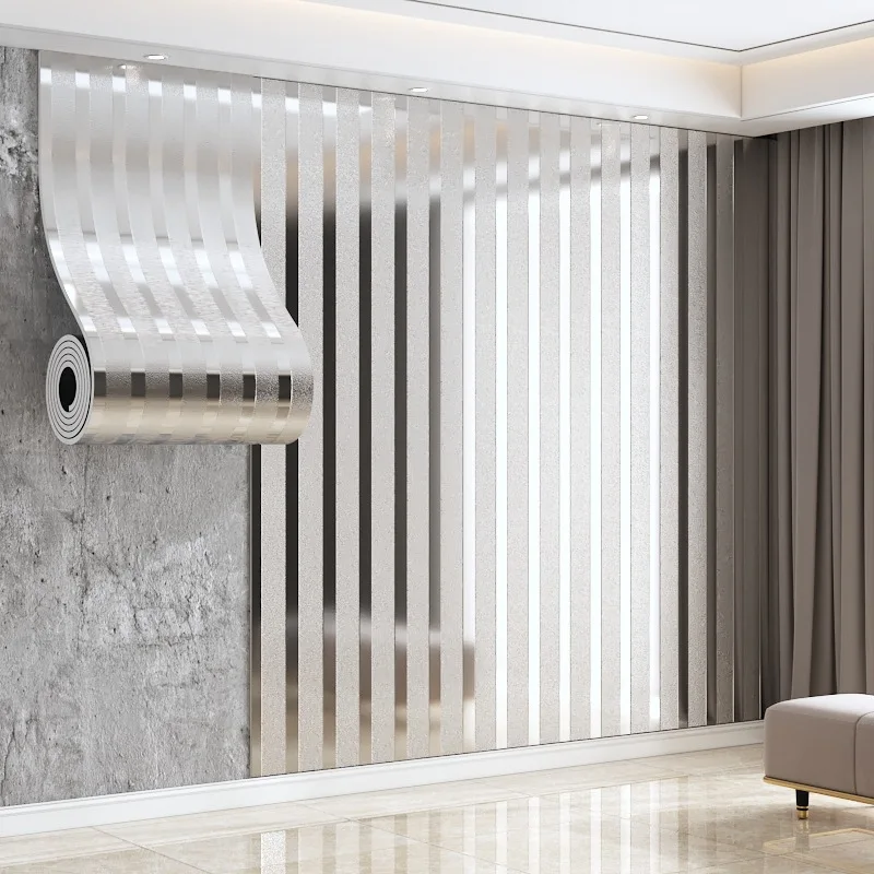 Metal Plaid Wallpaper Stick Thick Faux Grid Waterproof Moisture Proof Self Adhesive for Living Room Bedroom Ceiling Wall Decor