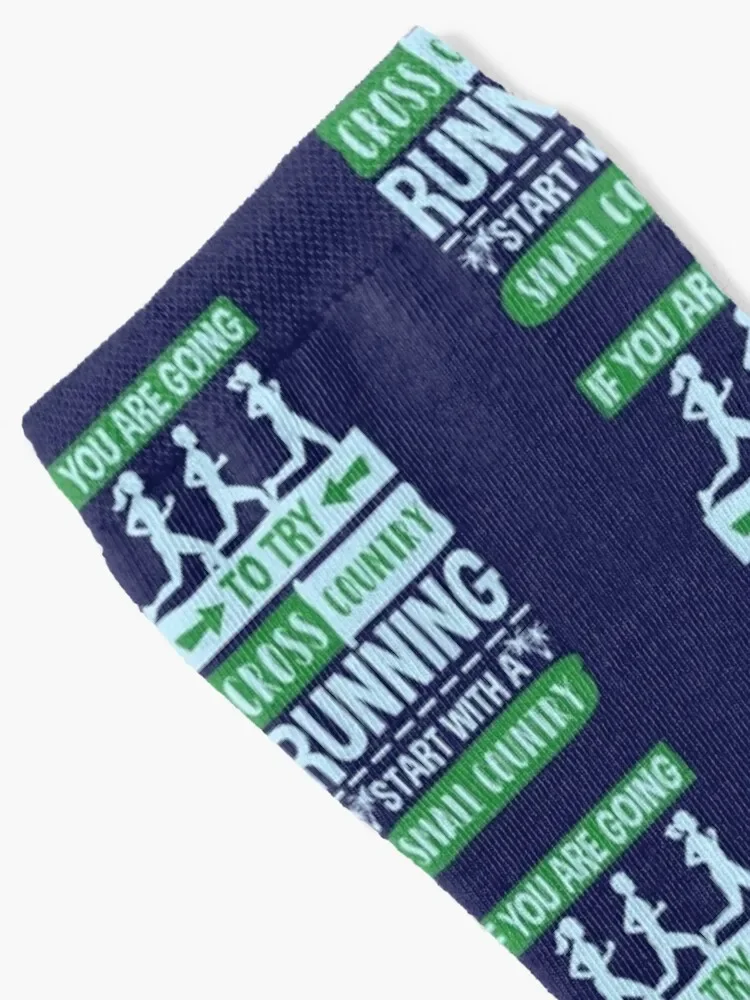 Cross Country Running Joke Start with a Small Country Socks Run compression sheer Crossfit Socks For Men Women's