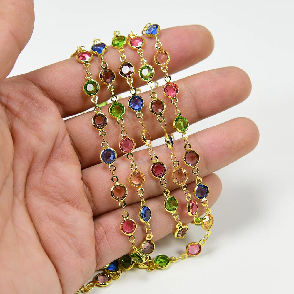

APDGG 5-метровая смешанная цветная стеклянная позолоченная цепочка, винтажные украшения, аксессуары ручной работы
