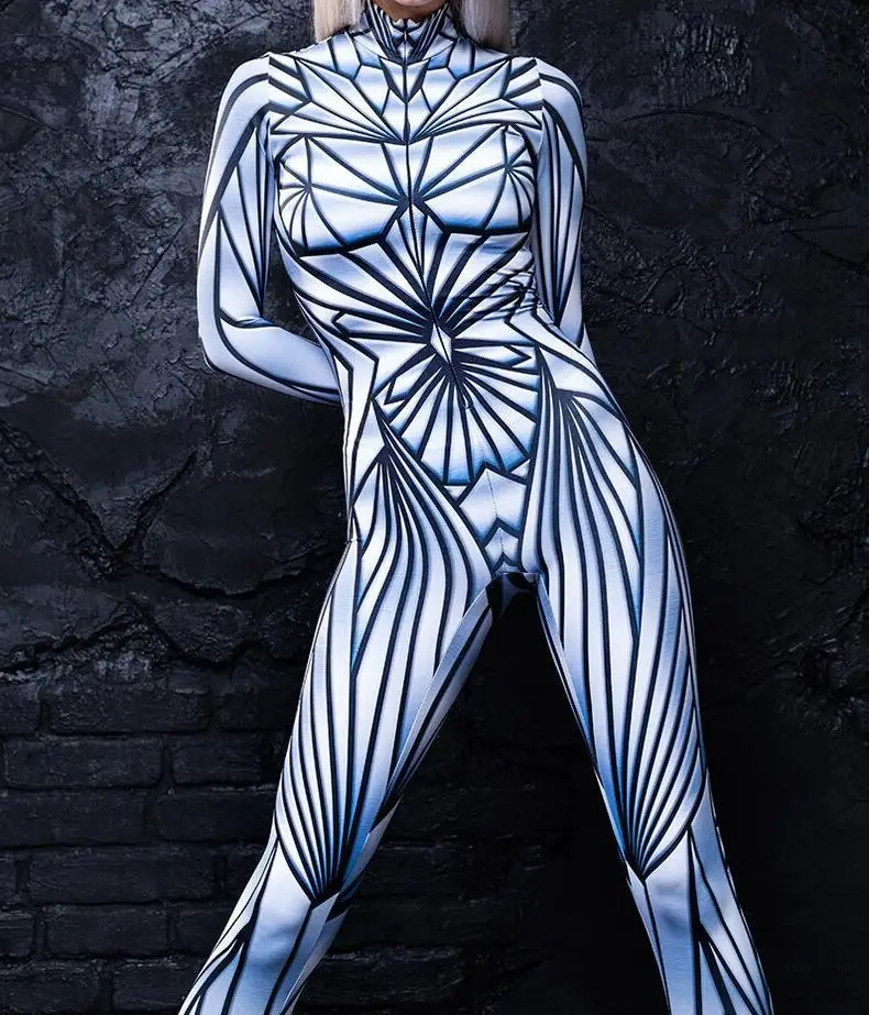 Unisex 3D-gedruckter Tier-Schlangenschädel Cosplay Slim Bodysuit Erwachsenen-Halloween-Cosplay Zirkus-Bühnenkostüm Karneval-Jumpsuit – Detail 15