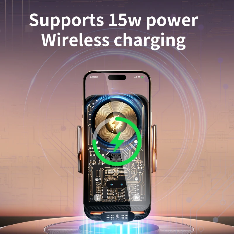 Car Phone Holder Automatic Sensing Supports 15W/66W Wireless Charging Air Vent Clip for iPhone Samsung Xiaomi Huawei Universal