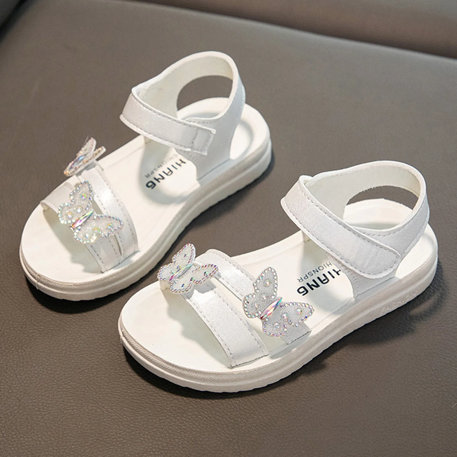 Outdoors Children Sandals Kids Summer Butterfly Sandals With Diamond Fashion Little Girl Soft Bottom Princess Sandals 2024 New