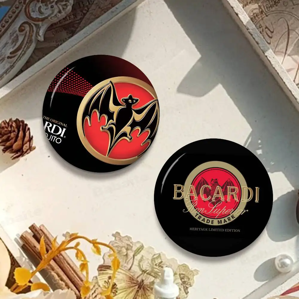 B-Bacardi Rum Vampire Bat Creative Pins Funny Faces Round Snap-in Brooch Badge Backpack Hat Accessories Jewelry Gifts
