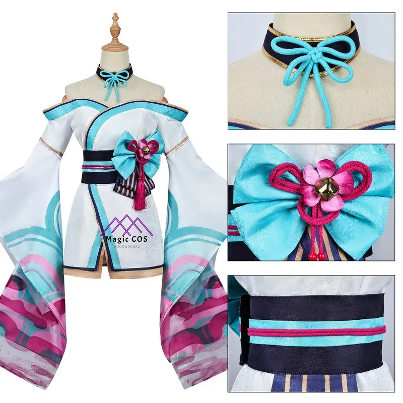 Ahri Nuovo Arrivo Costume Cosplay Spirit Blossom League of Legends Gioco Anime Outfit con Parrucca per Donne Ragazze Halloween Cosplay